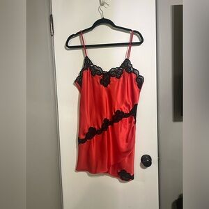 VS Vintage Victoria Secret Lace Lingerie Nighty Red Large!  Rare find!